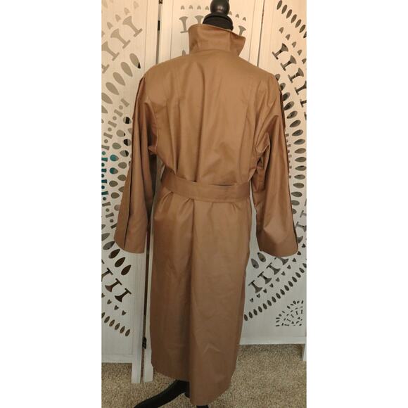 LONDON FOG 90s Vintage Brown Trench Coat Tie Belted Long Full Length 6P Petite - Picture 5 of 9
